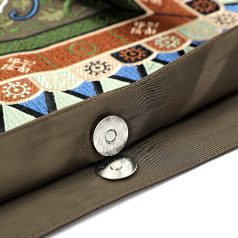 Twin Dragons Lotus Caisson Embroidery Canvas Bag Twin Dragons Lotus Caisson Embroidery Canvas Bag