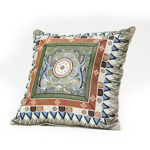 Twin Dragons Lotus Caisson Embroidery Pillow Twin Dragons Lotus Caisson Embroidery Pillow